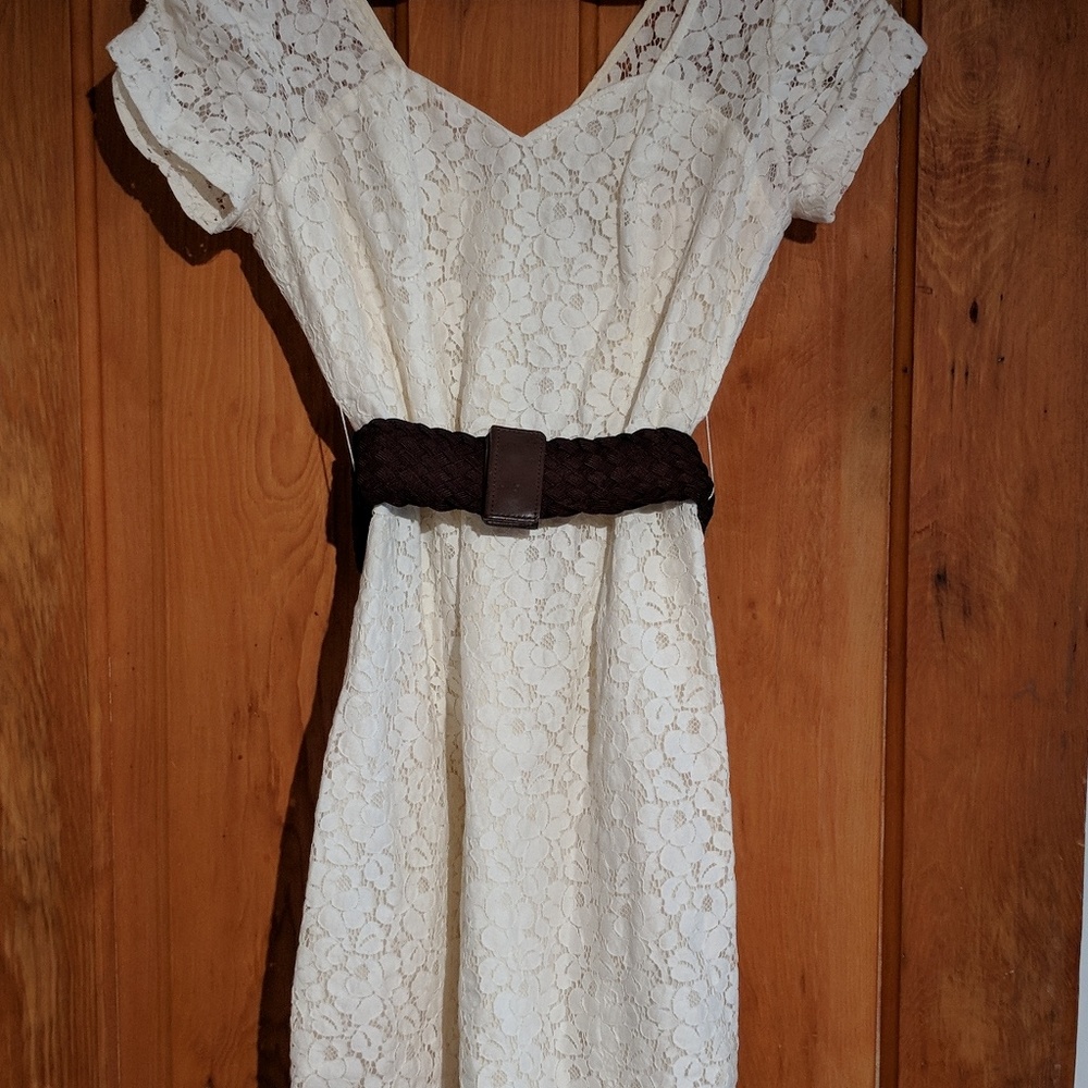 Guess White Lace Dress with Belt